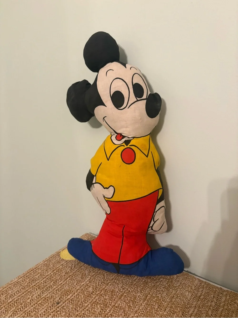 Vintage Disney Mickey Mouse Cut Sew Fabric Panel Pillow Plush Toy Doll 17.5 in